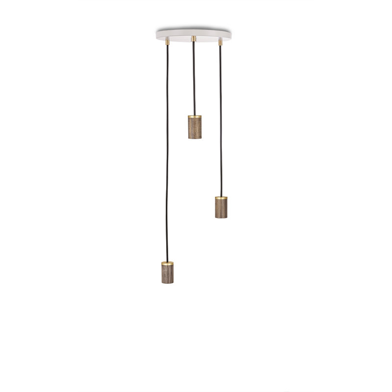 Walnut Triple Pendant, White