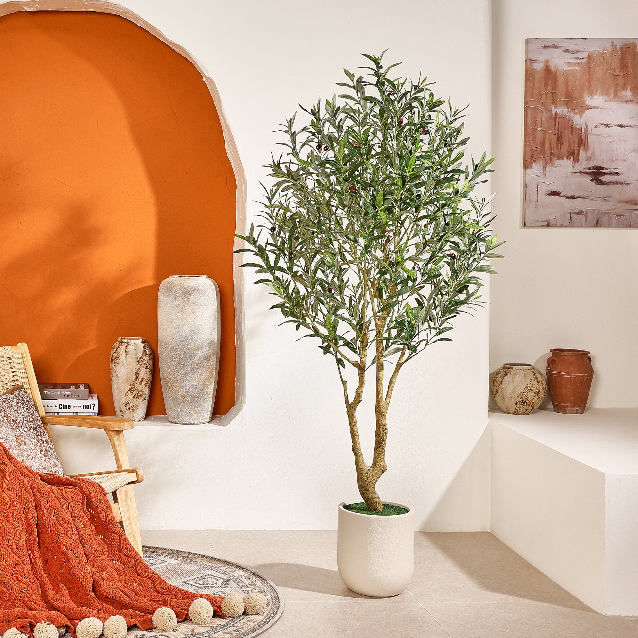 Primrue Artificial Olive Tree 6/7/ 8.2Ft Tall Indoor Decor - Realistic ...