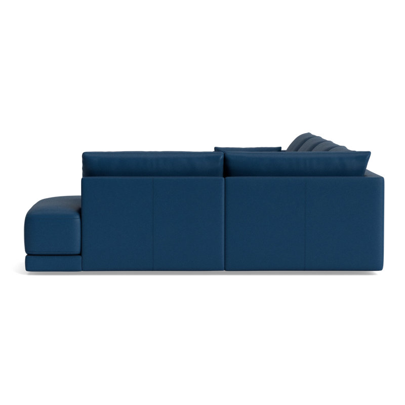 Eva Leather Modular Sectional, Bison Deep Blue Top Grain Leather, Right Hand Facing