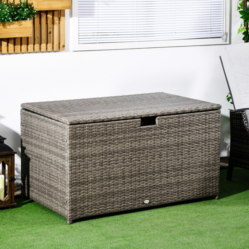 Outsunny 113 Gallon Deck Box, Gray
