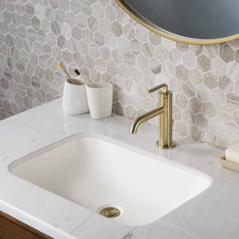 Robinet de lavabo pour salle de bain à poignée simple KRAUS Ramus, Or brossé