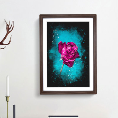Fuscia Pink Dying Rose - Framed Print