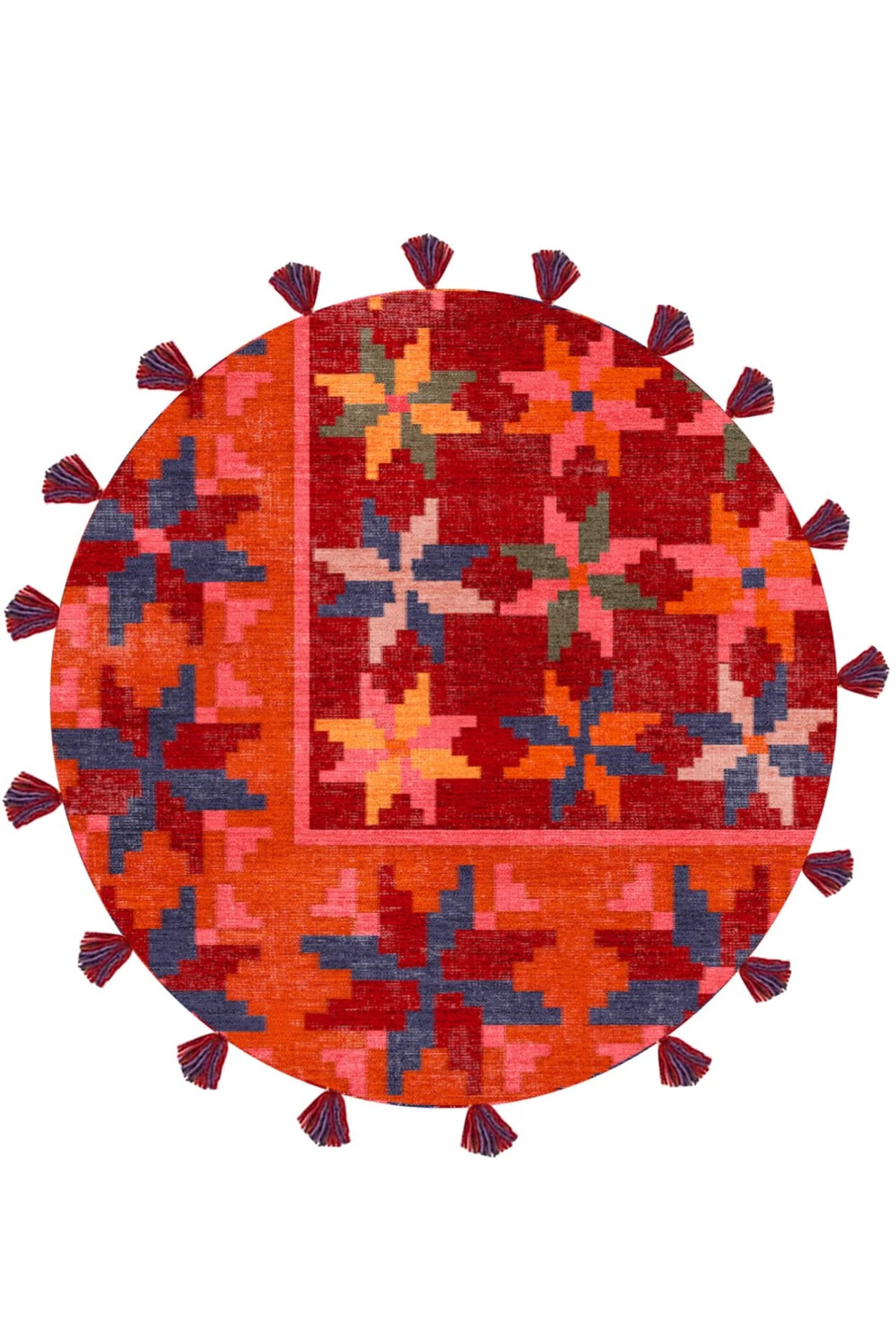 Fwn Pattern Rug Latitude Run® Ethnic Floral Themed Fringed Woven Floor Rug | Wayfair
