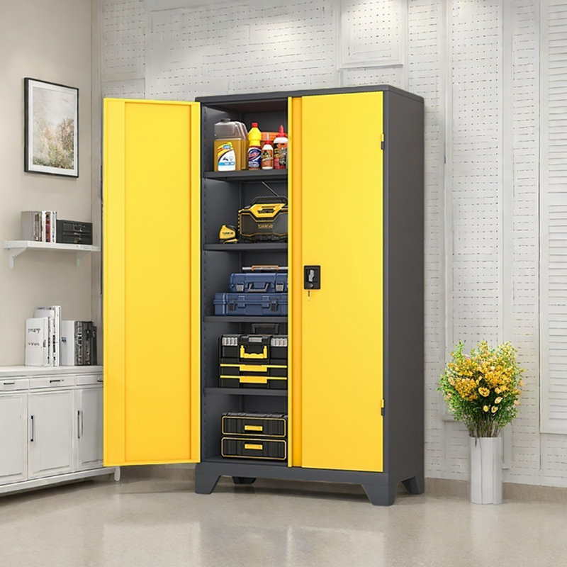 Garage Lockers Large Capacity, Gray/Yellow