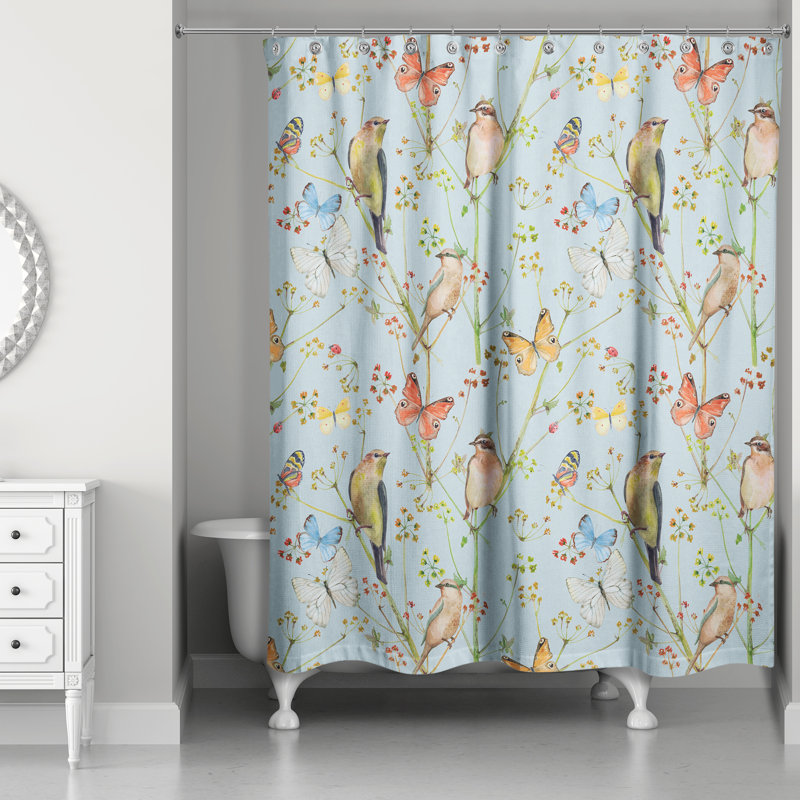 Rideau de douche simple Perine, Bleu