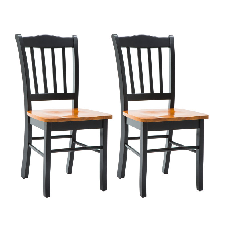 Weldy 18'' H Solid Wood Side Chair, Black/Oak