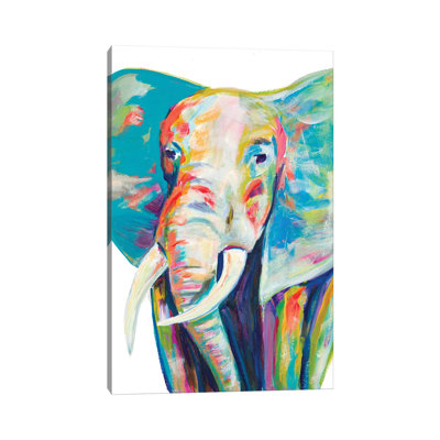 Colorful Elephant 1 Piece Wrapped Canvas Painting