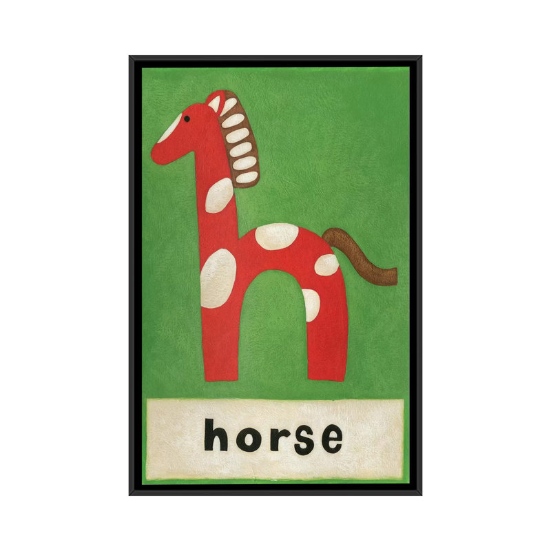«H is for Horse», impression sur toile tendue, H 26 po x l 18 po x P 1,5 po, Toile avec cadre noir, Pas de tapis