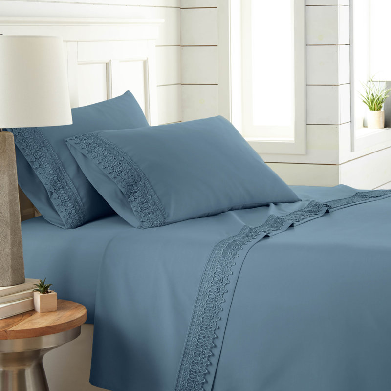 Ensemble de draps en microfibre Jaquil, Double, Bleu couronne