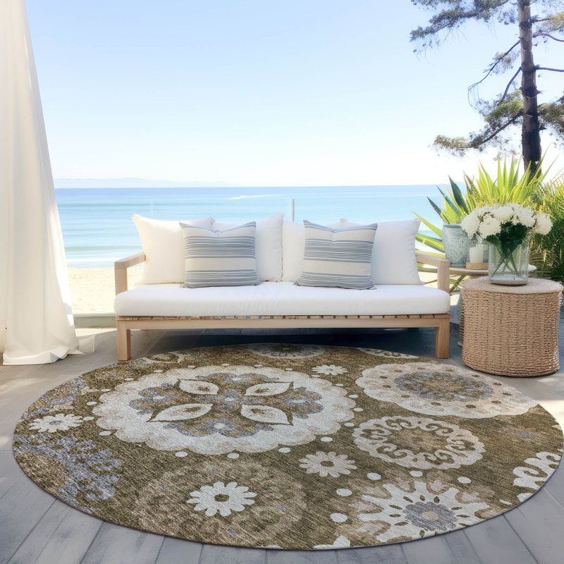  Tapis d'entrée / extérieur antidérapant Ferrand, Rond 8 pi