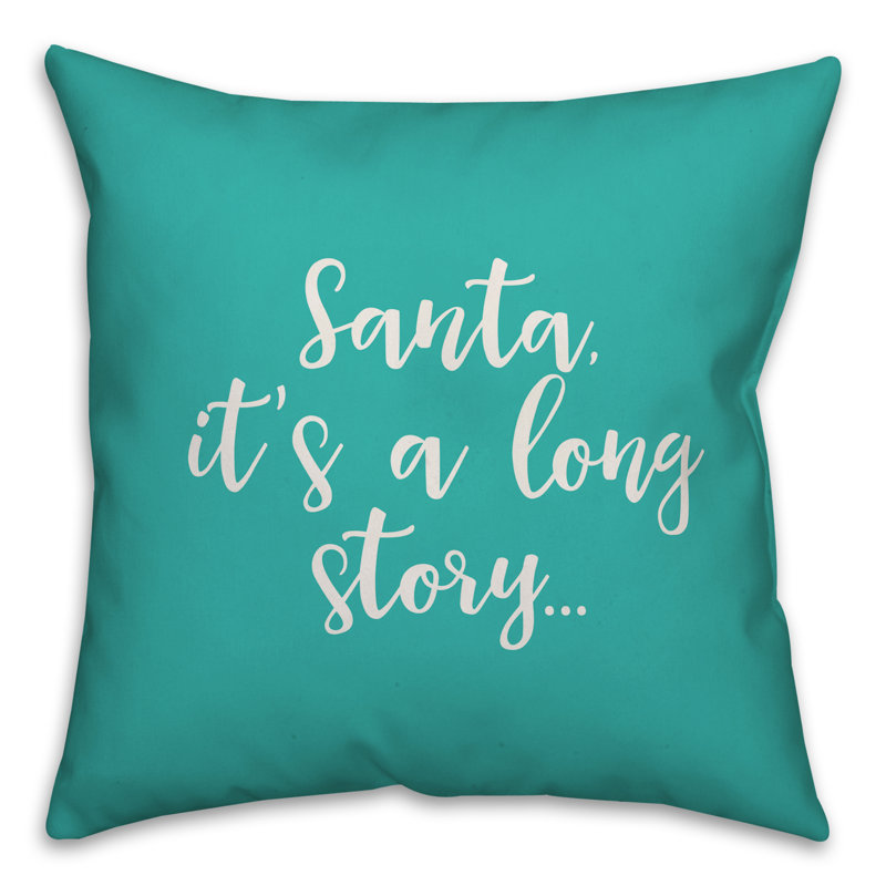  Coussin Père Noël, c'est une longue histoire, Bleu sarcelle, Coussin décoratif