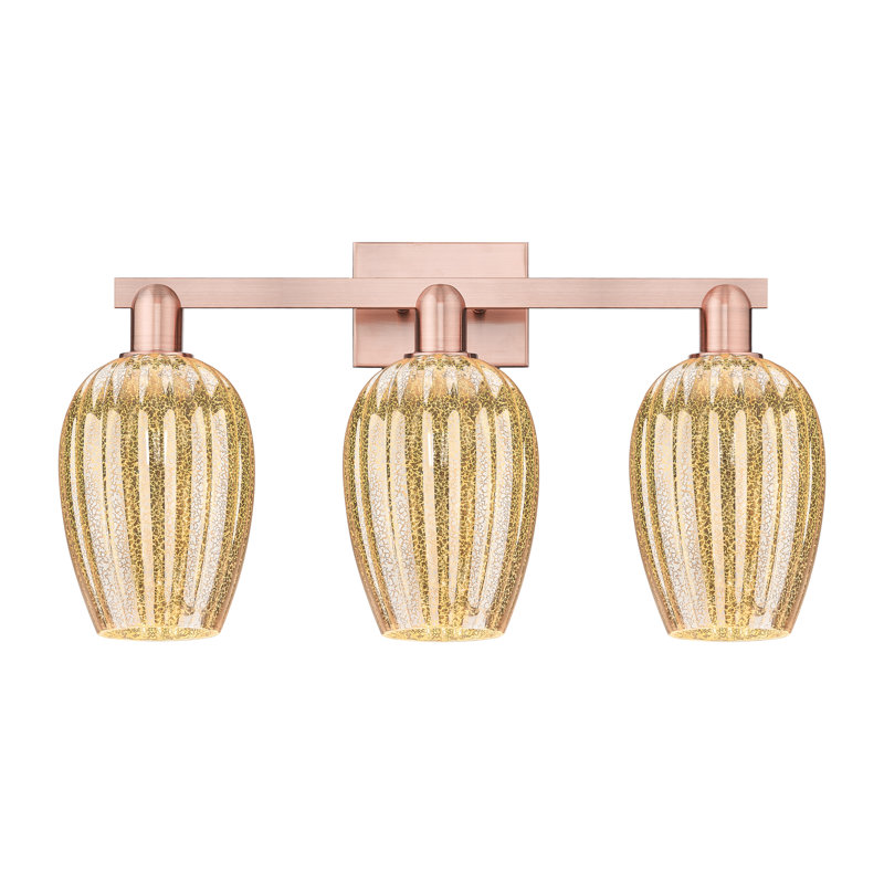 Eldon - 3 Light 26" Flute Shade Bath Vanity Light, Antique Copper