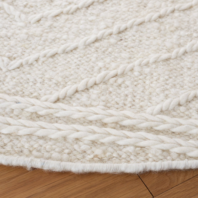 Baughman Handwoven Cotton/Wool Ivory Area Rug, Round 6'