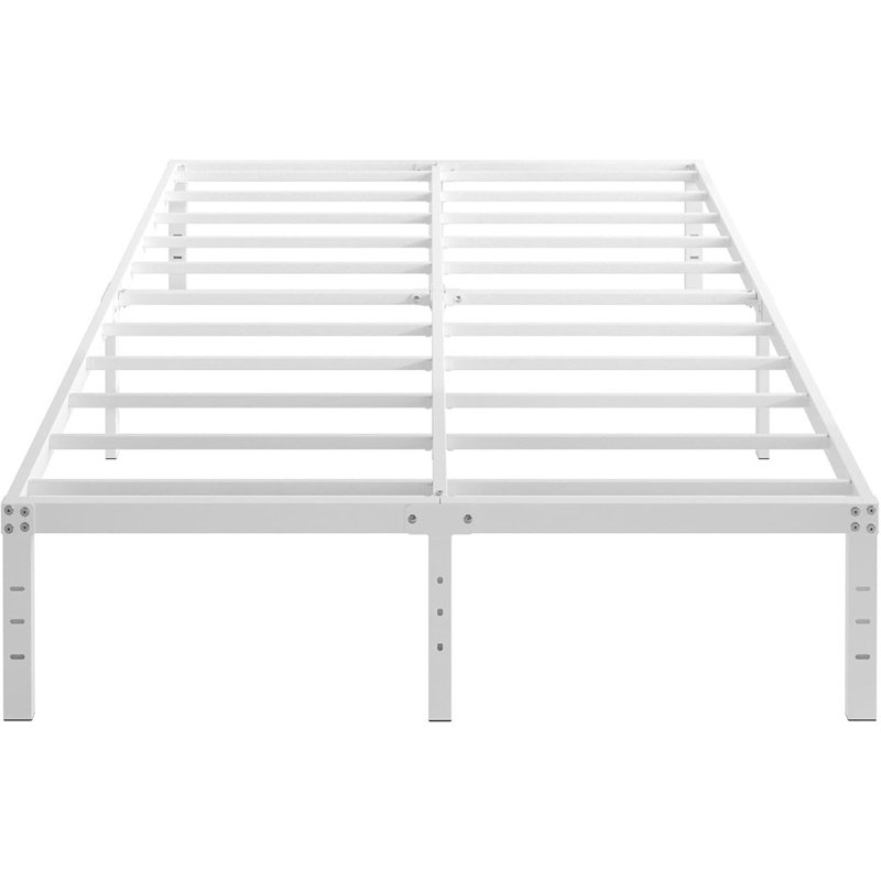 14 Inch Full Size Bed Frame No Box Spring Needed, Heavy Duty Metal Bed Frame Full With Large Underbed Storage Space, Noise Free, Easy Assembly, White