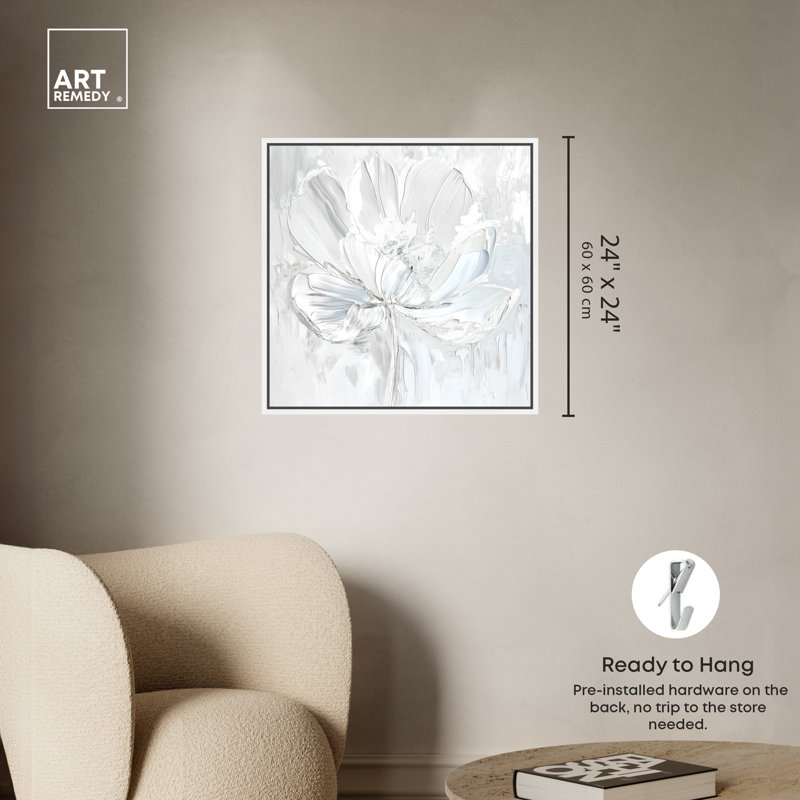 Magnolia II, H 25 po x l 25 po, Cadre blanc