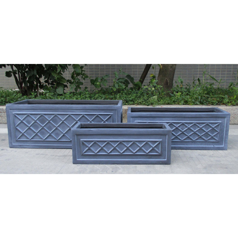 Stone Window Box Planter, 22 cm H x 60 cm W x 22 cm D, Grey
