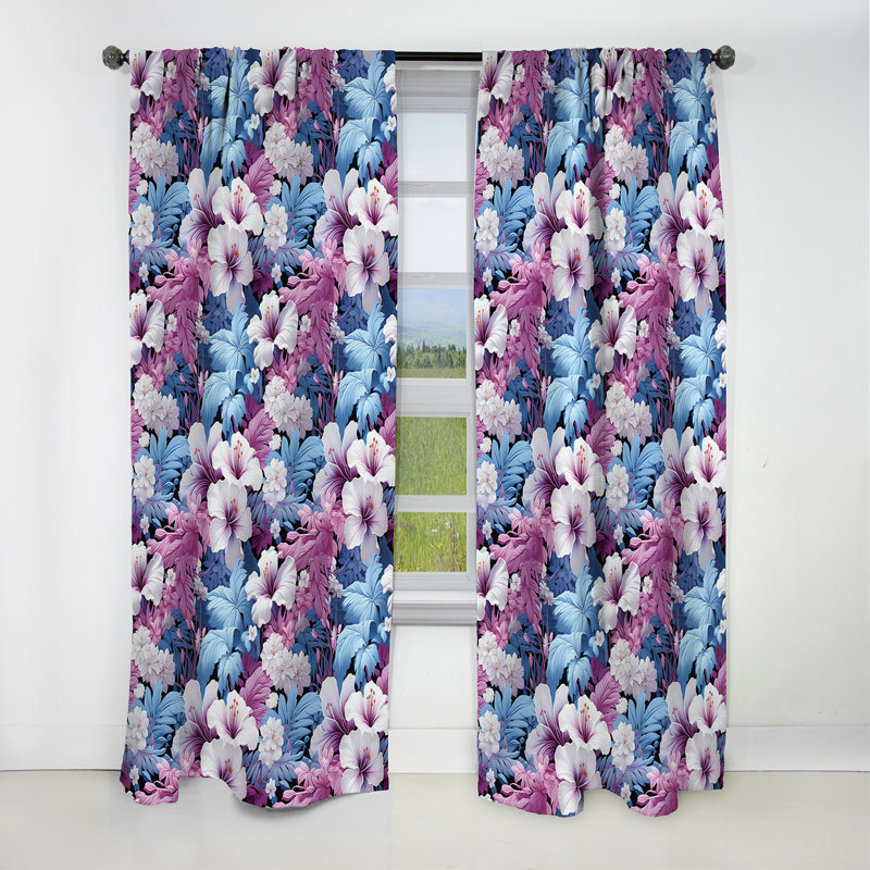 Motif tropical Tranquil Dreamscape - Rideau floral - Rideau occultant floral - 1 panneau, L 52 po x L 120 po