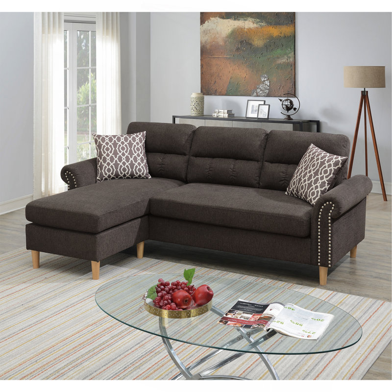Ensemble modulaire réversible avec 2 coussins décoratifs brun clair