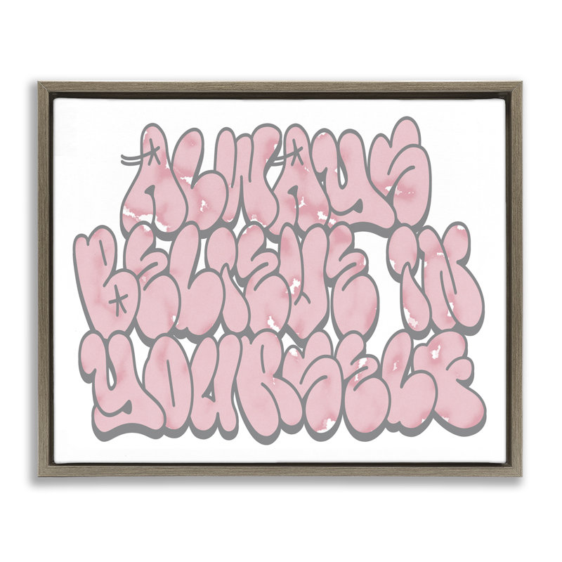 Cadre flottant Believe in Yourself Graffiti, design par Marcus Prime, Cadre flottant orme Montalcino, H 17 po x l 21 po