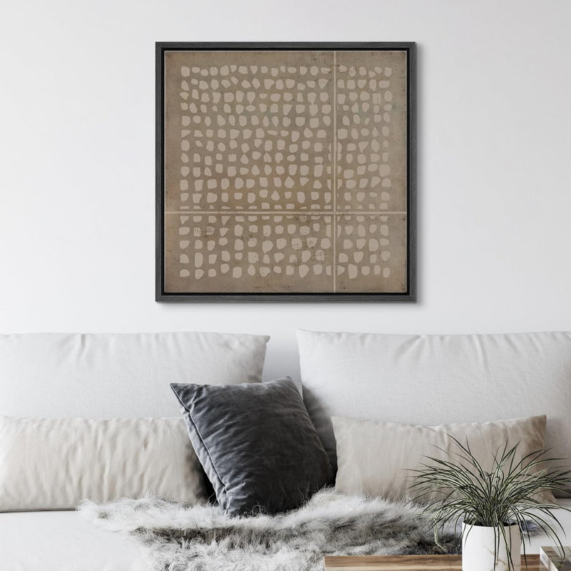 Motif géométrique grunge à pois - impression sur toile flottante, H 24 po x l 24 po x P 1,5 po, Noir