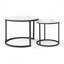 Ensemble de 2 tables basses gigognes industrielles modernes avec cadre noir et motif en marbre pour le salon ou la chambre à coucher-1884243715