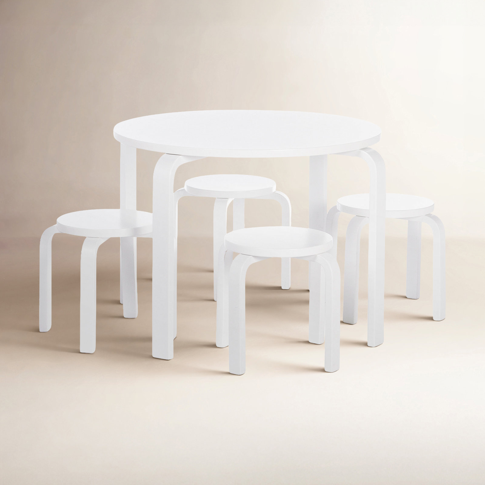Kids Table and Stool Set, White
