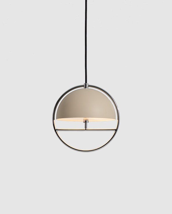 Huan 1 - Light Pendant, 9.1" H x 8.9" W x 7.9" D, Oatmeal, Chrome