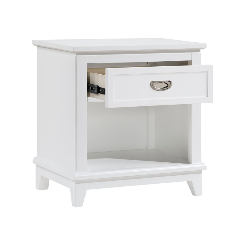 Table de chevet blanche 1pc avec tiroir de rangement et tablette inférieure, Blanc