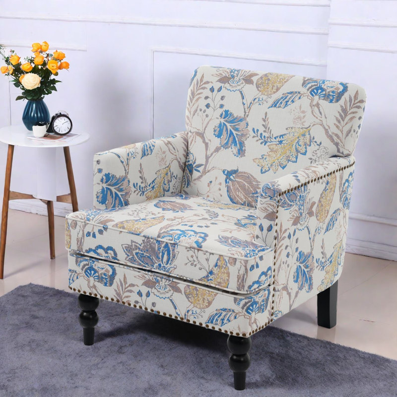 Chaise d'appoint moderne capitonnée, mélange de bois de polyester, salon à la maison