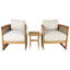 Ensemble de canapé d'extérieur simple en bois d'acacia 2 pièces avec table d'appoint carrée - Structure en bois massif avec coussins