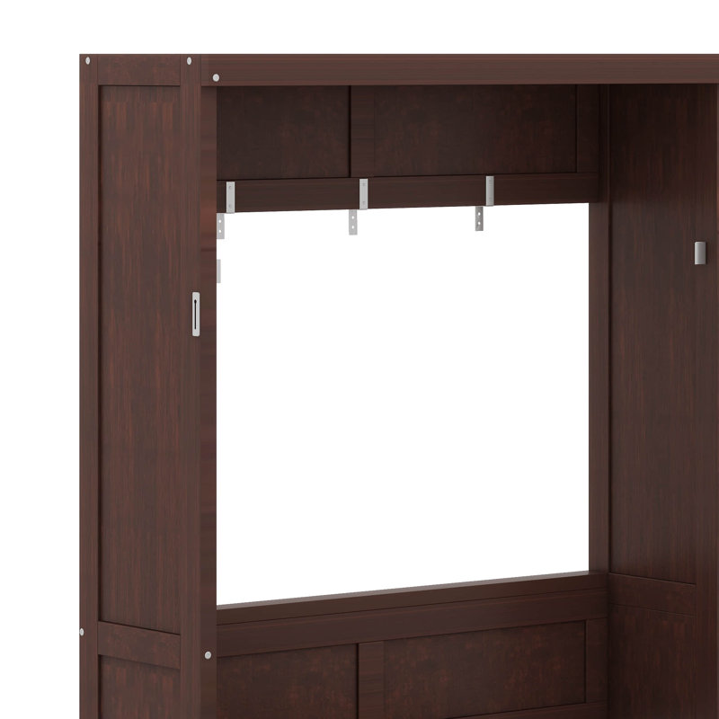 Lit escamotable mural simple, armoire en bois de pin avec lit et bureau pliables cachés, Espresso