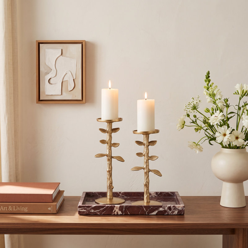 Tindra 2 Piece Aluminum Tabletop Candlestick Set