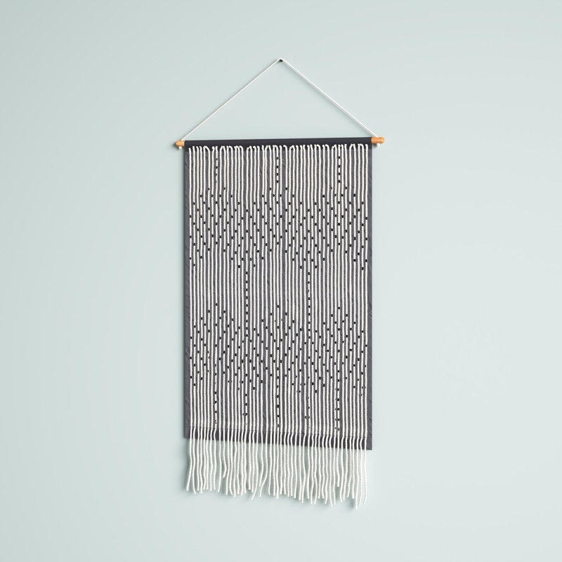 Suspension murale en coton avec tige incluse, Gris