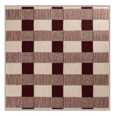 Machine Washable Checkered Brown Area Rug