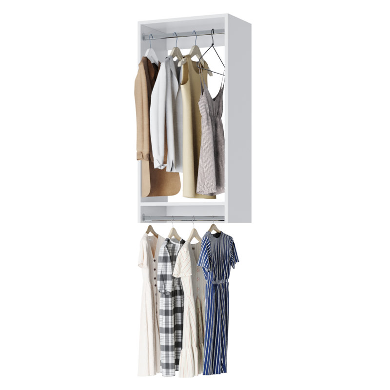 Modular Closets Double Hanging Unit for Walk-in Closet System, 46" H x 18" W x 14" D