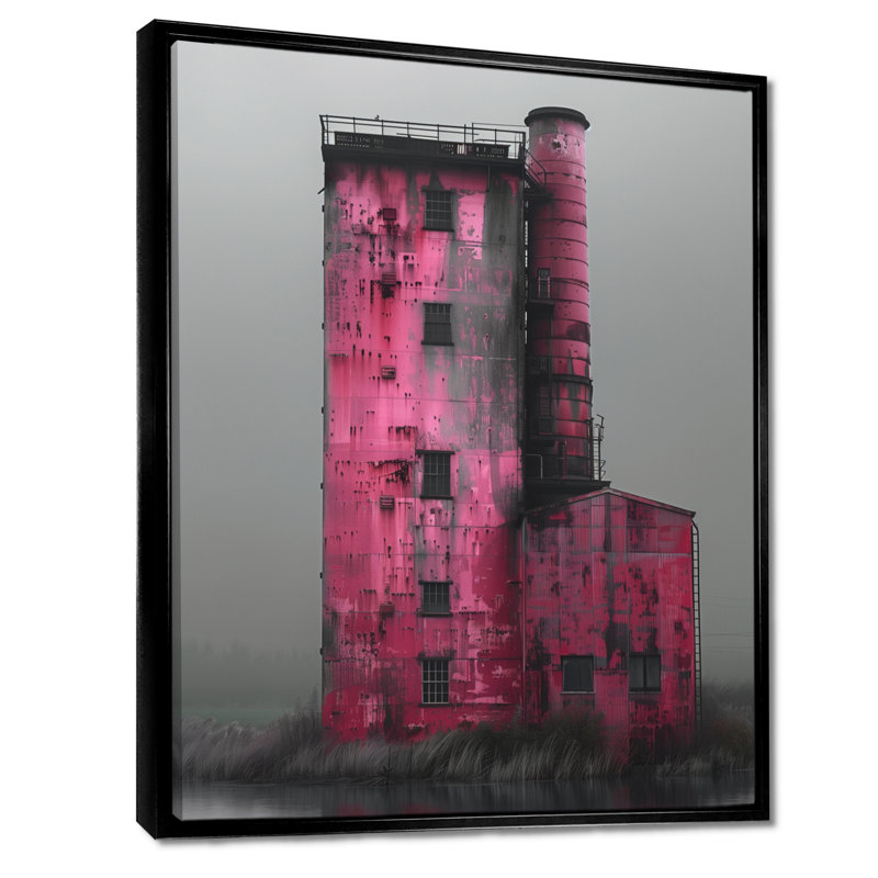 Photo de moulin rose rose, Cadre flottant noir, bois massif, H 16 po x l 32 po