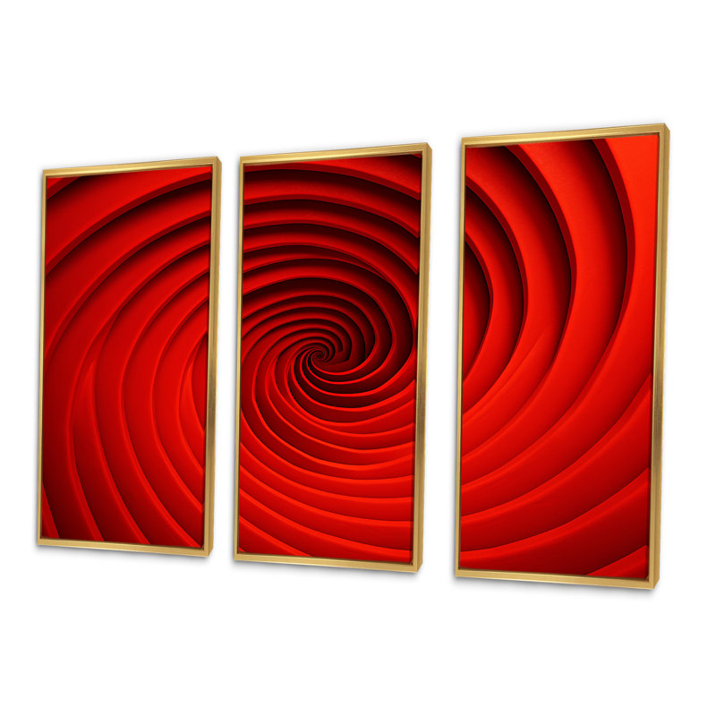 Bernardsville - Abstract Spirals Wall Art Print Set, Gold Floater Framed, 40" H x 60" W x 1" D