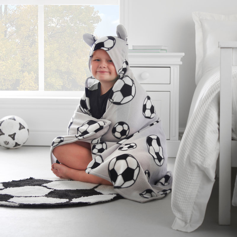 Cosy Football Fleece Football Hooded Blanket
