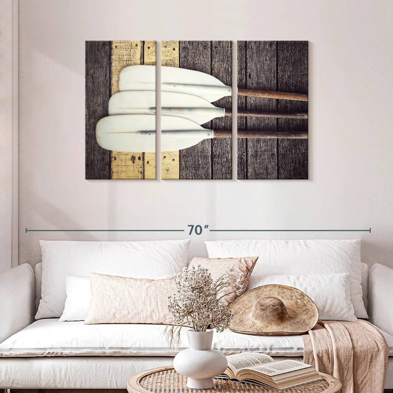 Sireci Three White Paddles, 28" H x 45" W