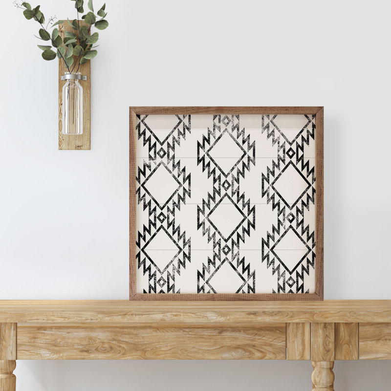 Motif tribal noir et blanc, L 16 po x H 16 po