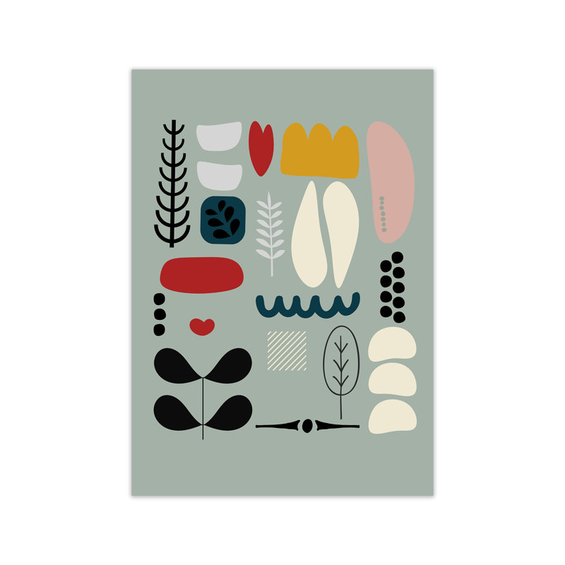 Scandinavian Shapes On Blue Original - Print, No Frame, 59cm H x 42cm W x 1cm D