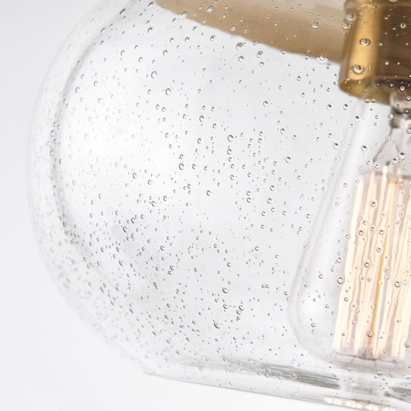 Luminaires suspendus à 1 lumière pour îlot de cuisine avec verre transparent, Finition laiton antique (verre bullé)