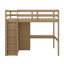 Lit mezzanine en bois moderne, garde-robe intégrée, bureau, tablettes de rangement-129204080