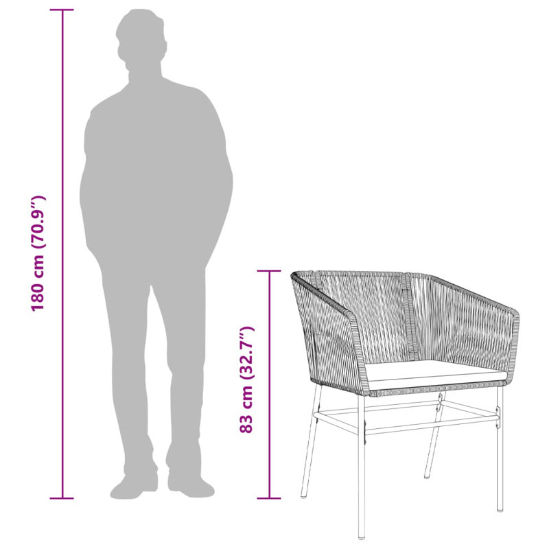 Chaises de patio 2 pièces avec coussins poly rotin, Gris clair, Brun