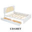 Grand lit de tête de lit en rotin, 4 compartiments de rangement, 2 tiroirs, lit escamotable, durable-110983486