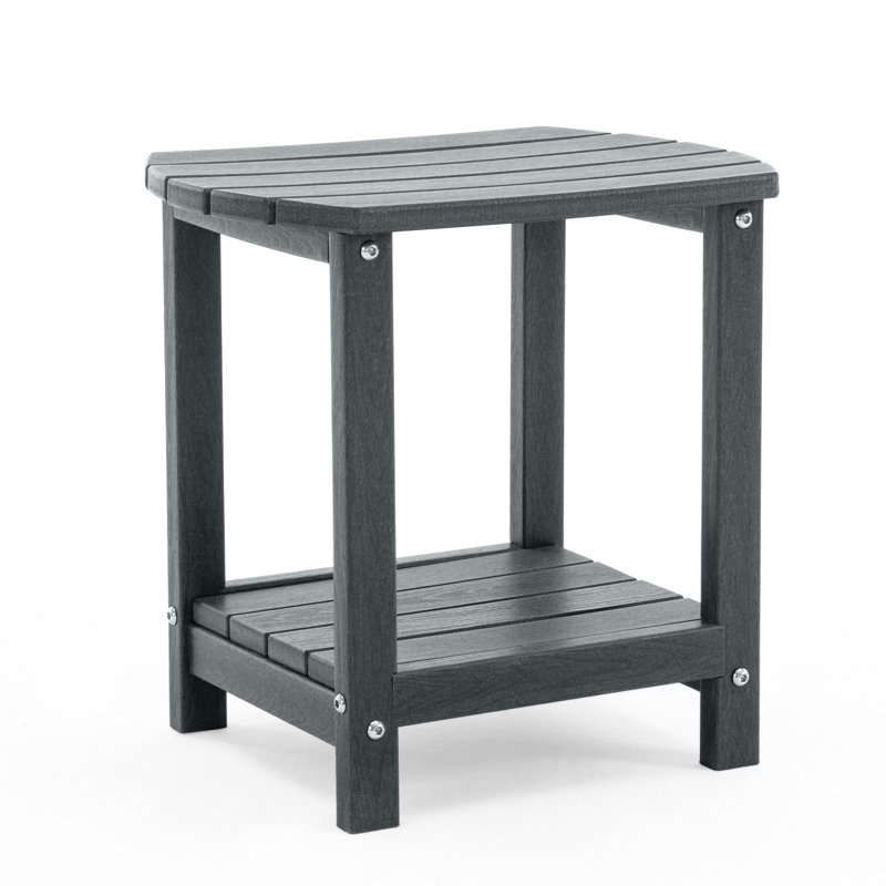 Adirondack Outdoor HDPE Patio Side Table–Weather-Resistant Poly Lumber End Table for Deck, Garden, or Poolside, Gray
