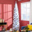 Arbre de Noël artificiel blanc 8 pi, 618 branches, ignifuge, facile à assembler, support 8 pi, blanc, assemblage, solide