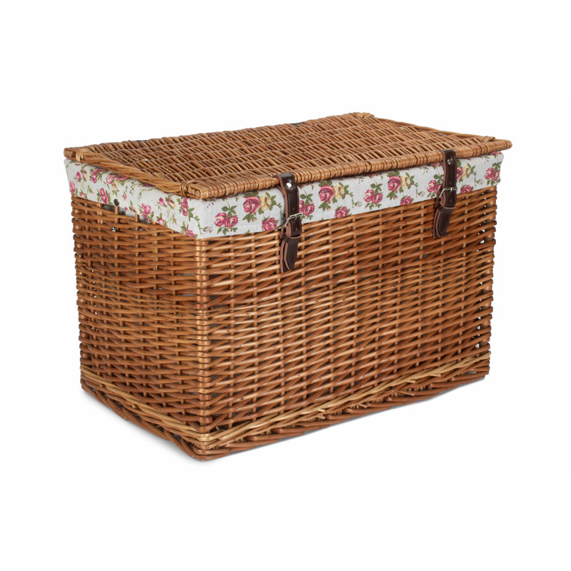 August Grove Wicker Decorative Basket, Double Steamed/Garden Rose Lining