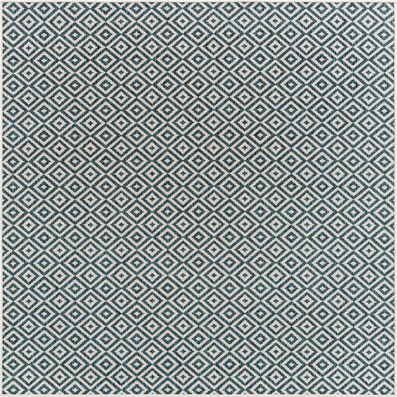 Outdoor Destiny Area Rug Green Diamond Color, Square 7'10"