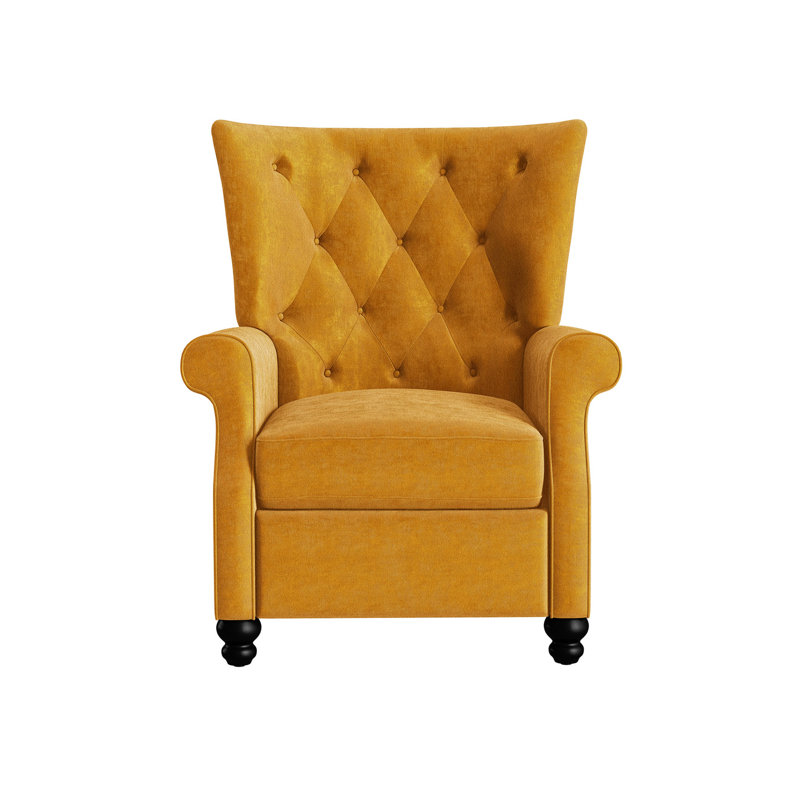 Fauteuil inclinable Canary - assemblage rapide, revêtement en velours inclinable jaune moutarde élégant